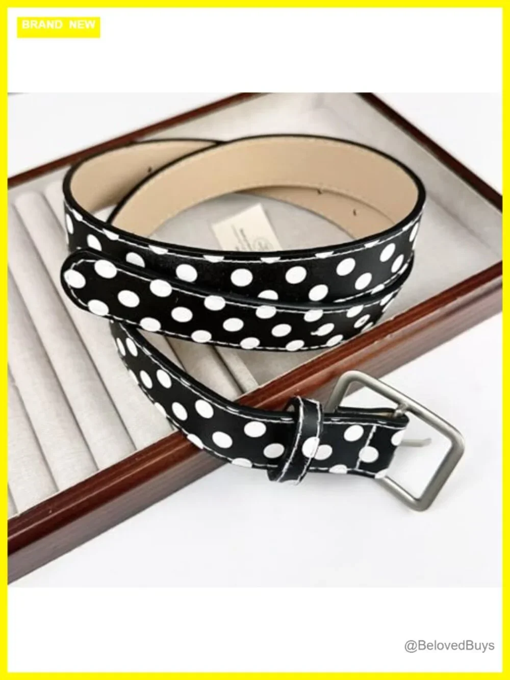 Vintage Polka Dot PU Leather Waist Belt Retro 2000s Accessory Women's